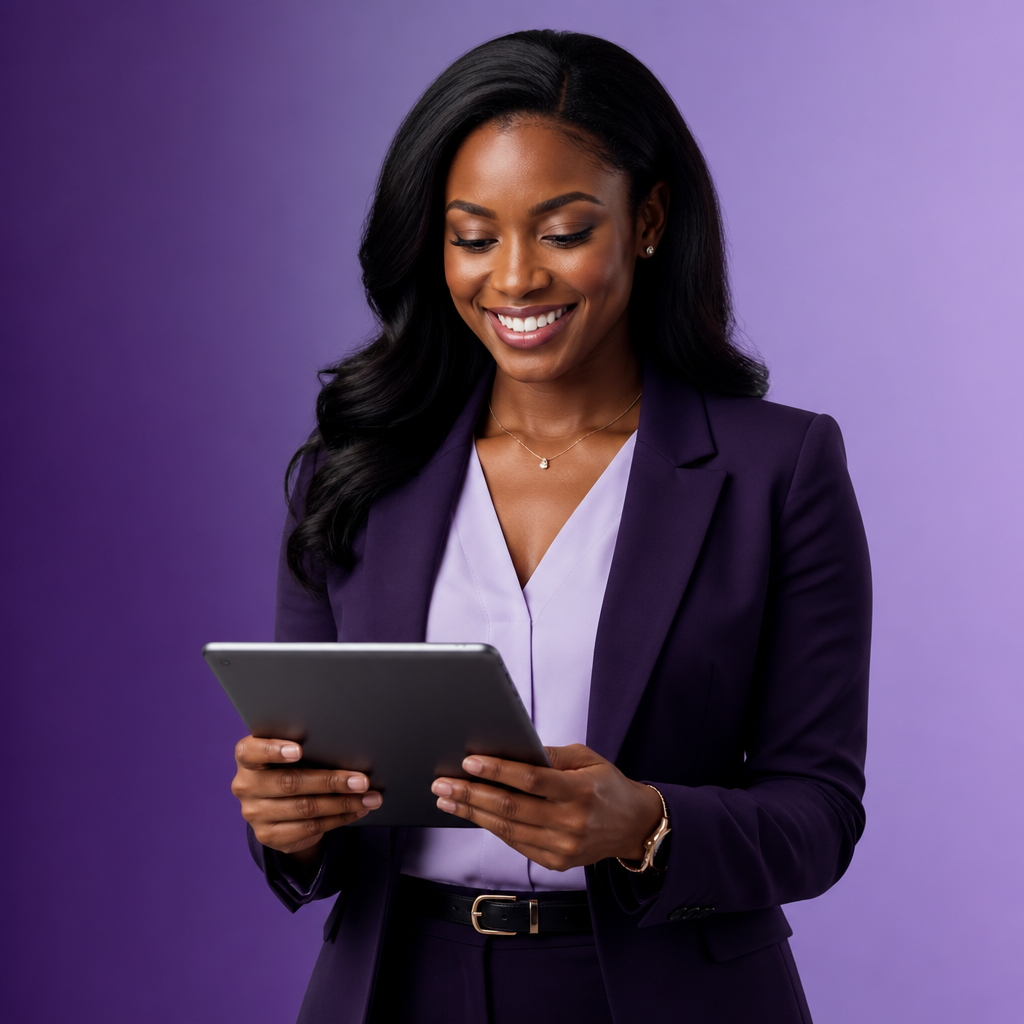 Professionnelle utilisant LeoNova Impact sur tablette